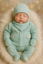 Pack naissance unie ouverture centrée baby boy 5 pcs velours